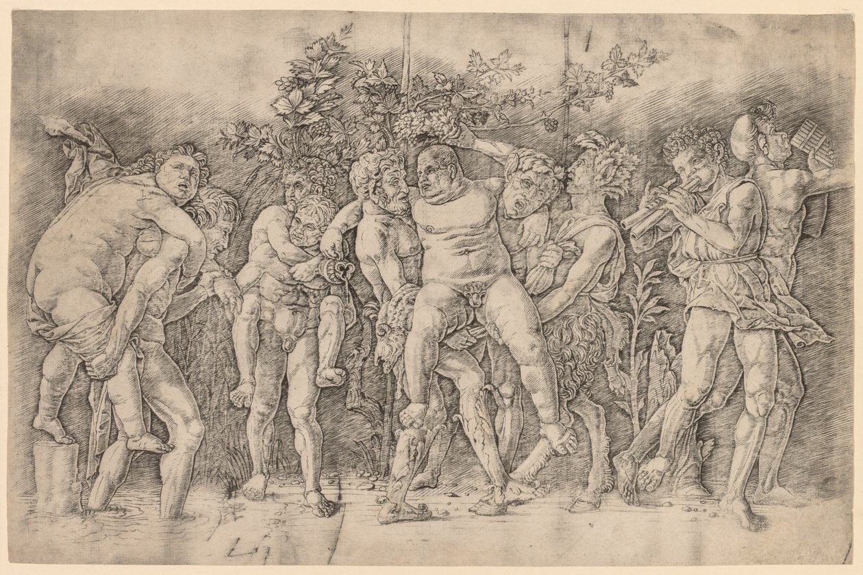 Bacchanal med Silenus av Andrea Mantegna