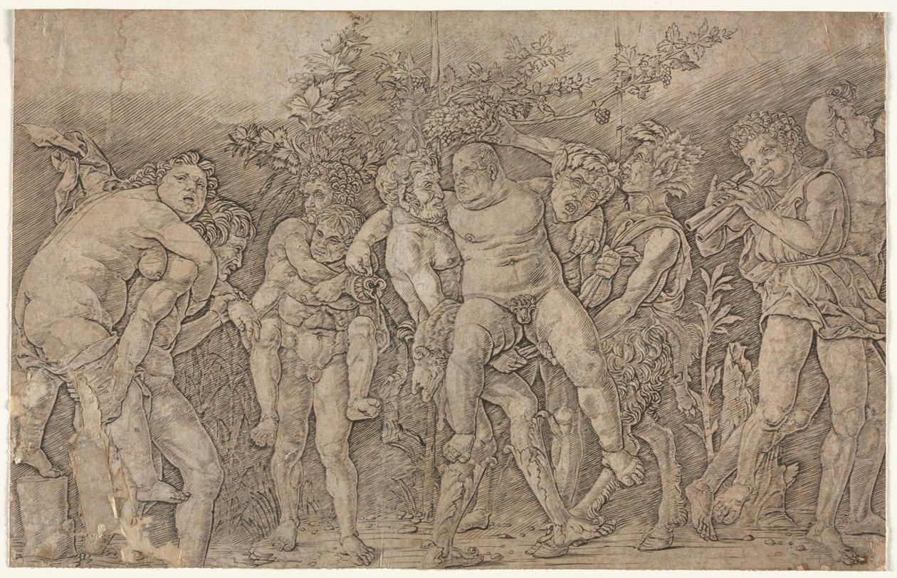 Bacchanal med Silenus av Andrea Mantegna
