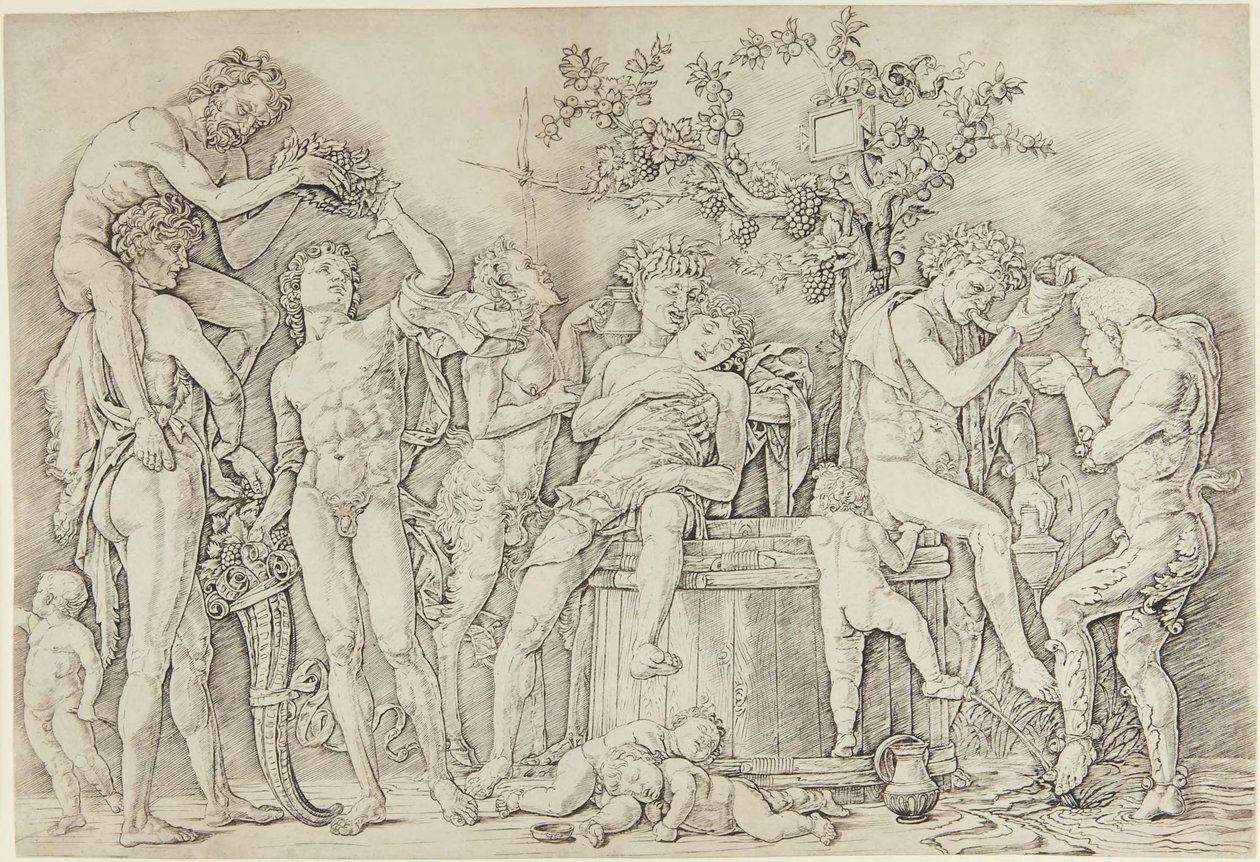 Bakkanal med en vinpresse av Andrea Mantegna