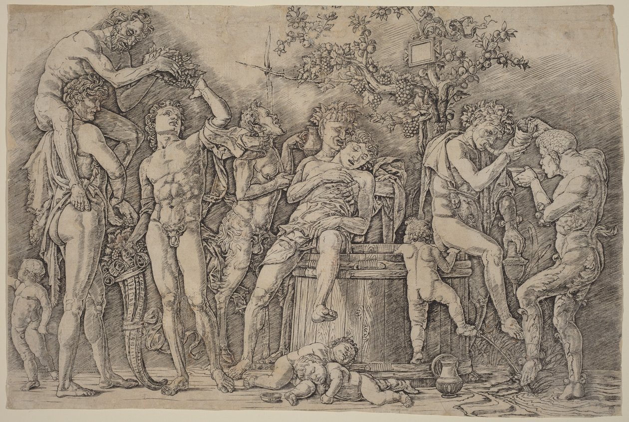 Bakkanal med et vinfat av Andrea Mantegna