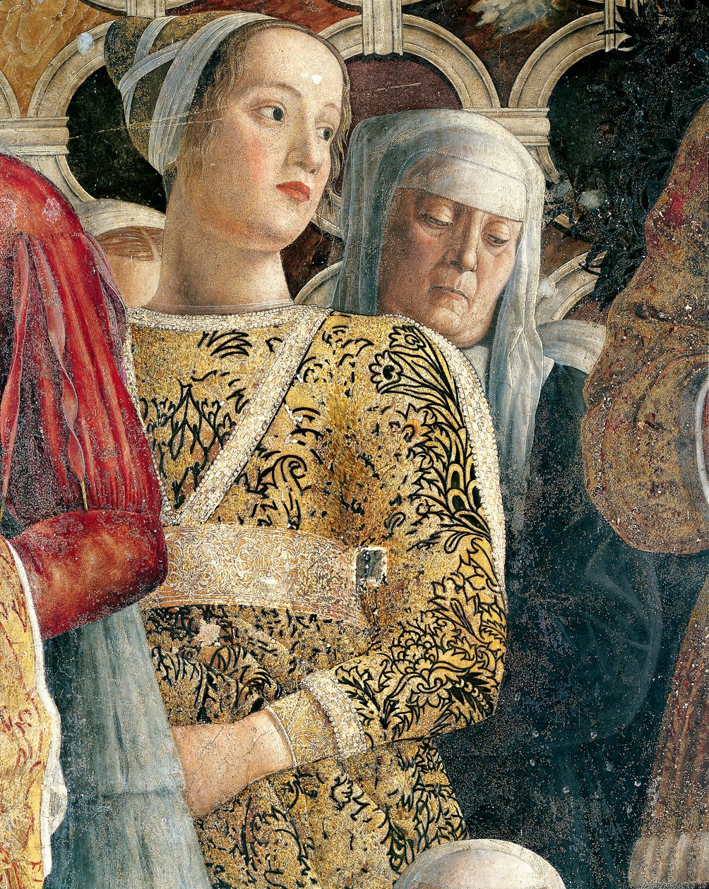 Barbarina Gonzaga, detalj fra Court Wall av Andrea Mantegna (1431-1606), fresco, San Giorgio Castle, Wedding Chamber eller Camera Picta, Mantua av Andrea Mantegna