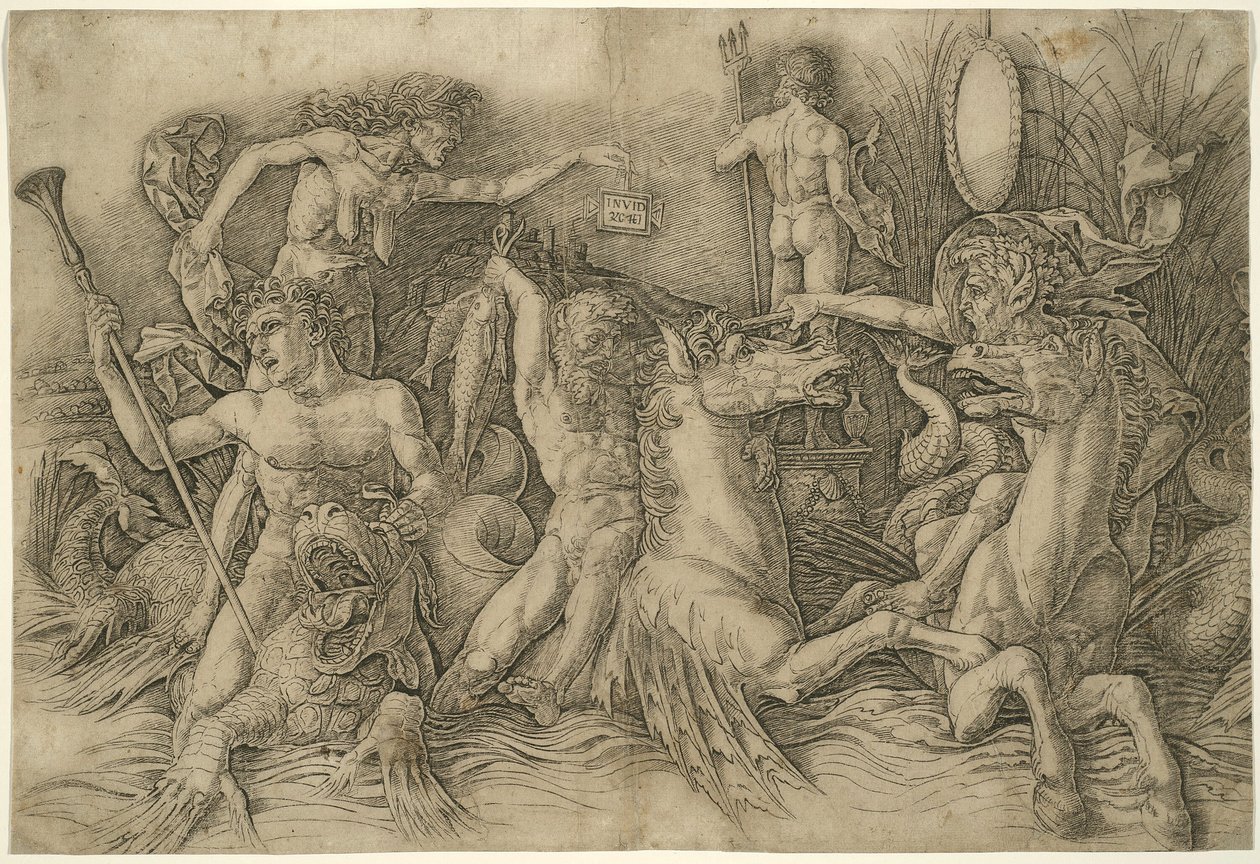 Battle of Sea-Gods, venstre halvdel av en frise av Andrea Mantegna