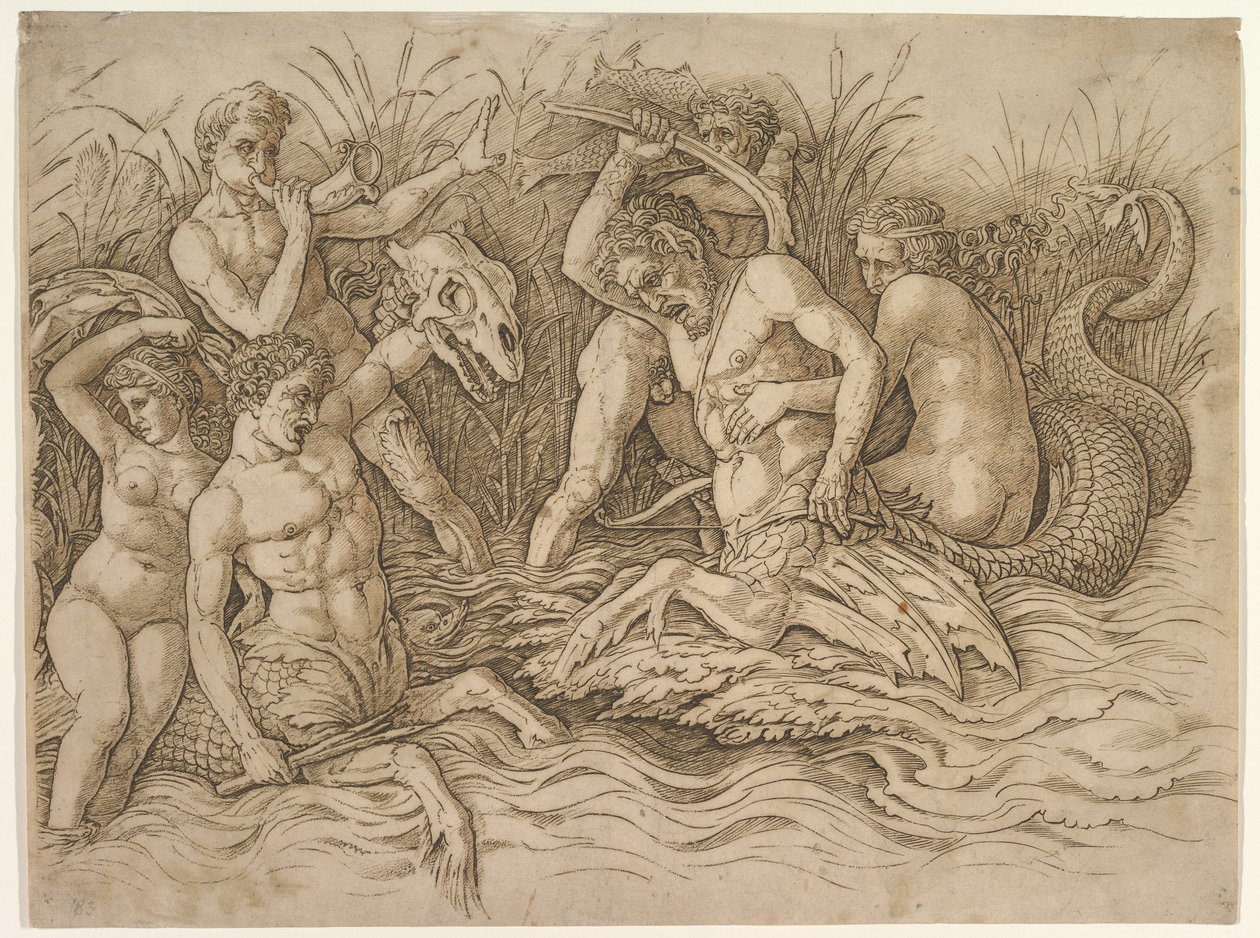 Havgudenes kamp, høyre del av frisen av Andrea Mantegna