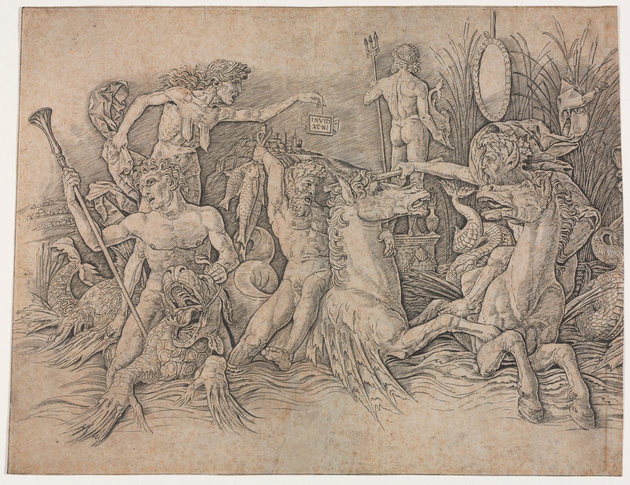 Battle of the Sea Gods - venstre del. av Andrea Mantegna