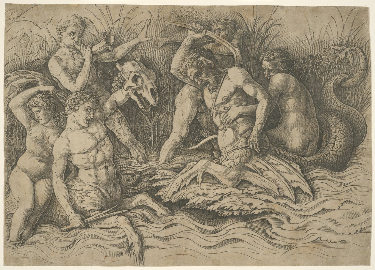 Battle of the Sea Gods: Right Half of a Frieze av Andrea Mantegna