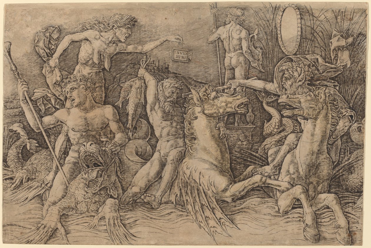Battle of the Sea Gods [venstre halvdel] av Andrea Mantegna