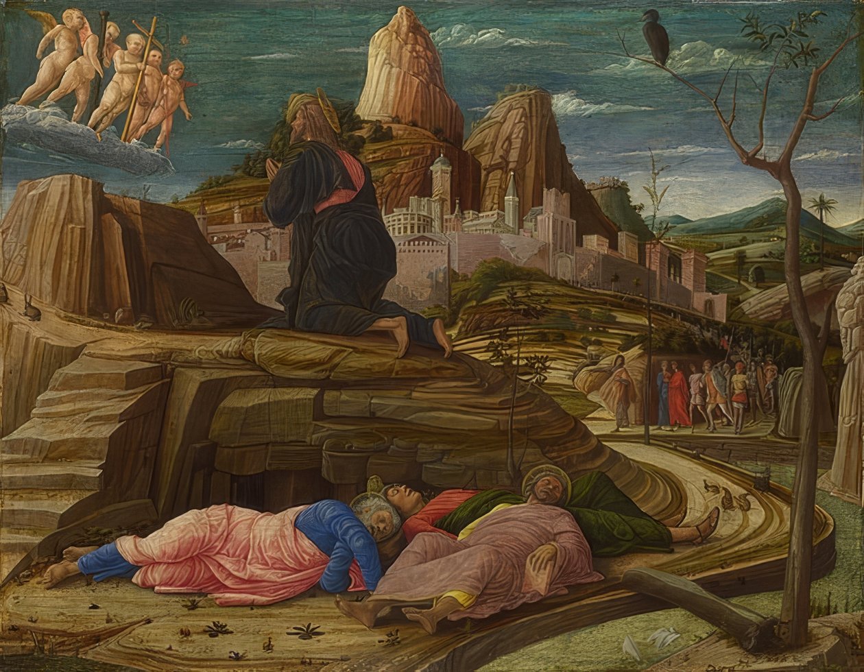 Kristus på Oljeberget. Rundt 1458-60 av Andrea Mantegna