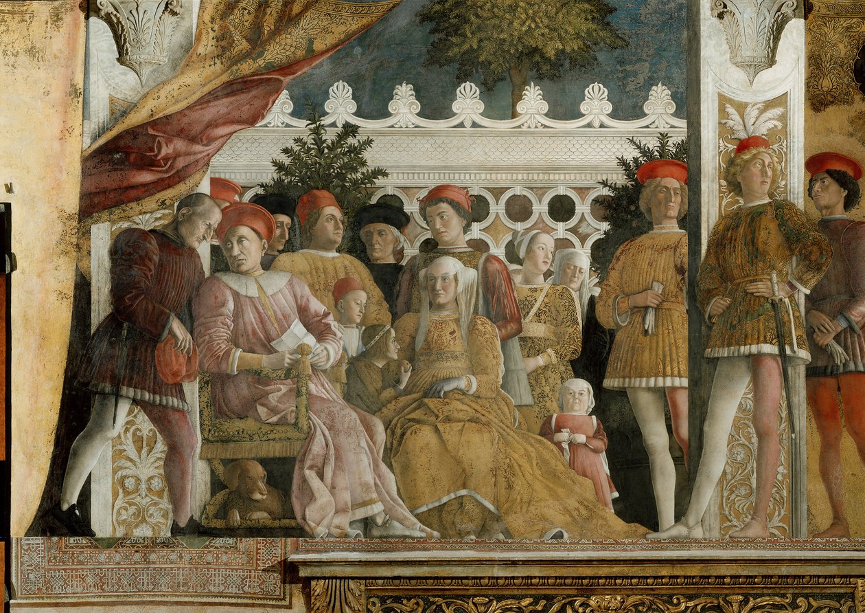 Court of Gonzaga Fresco i Camera degli Sposi i Palazzo Ducale i Mantua, 1474 av Andrea Mantegna