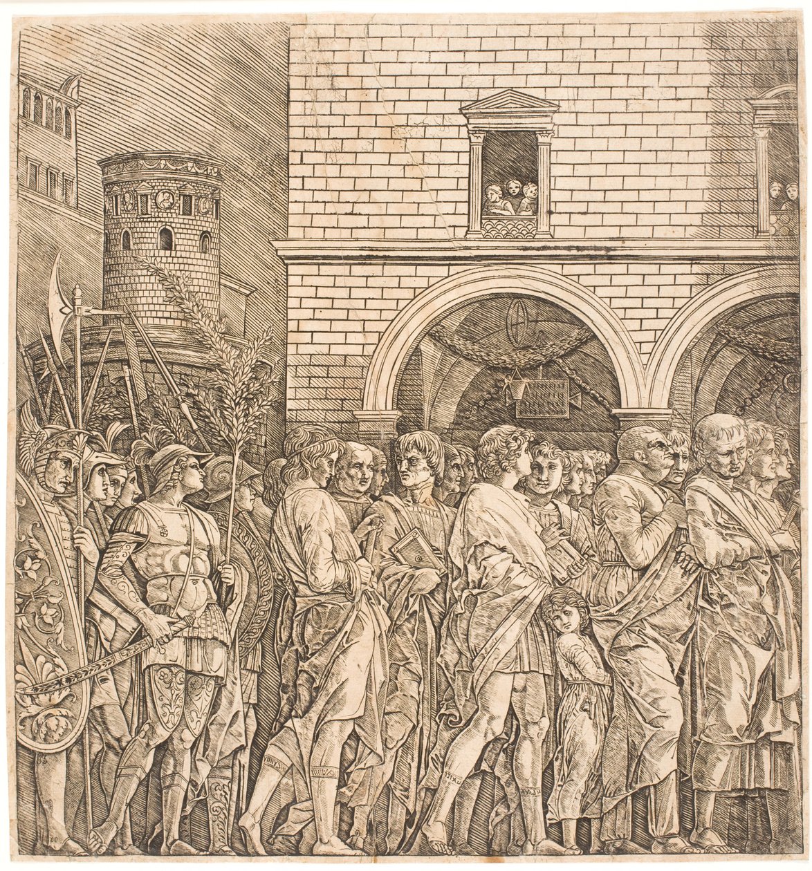 Det romerske senatet følger en triumf av Andrea Mantegna