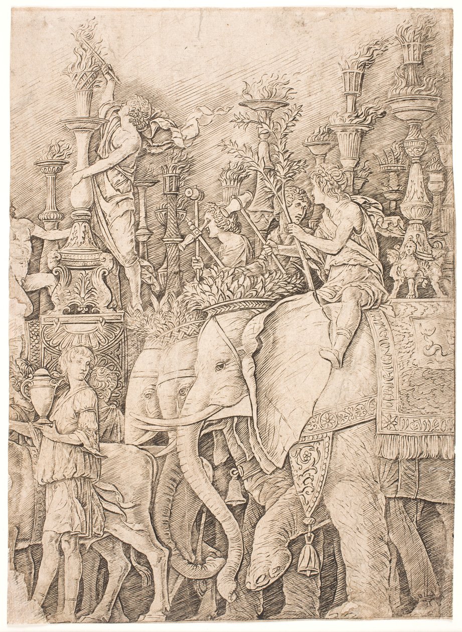 Elefanter som bærer fakler av Andrea Mantegna