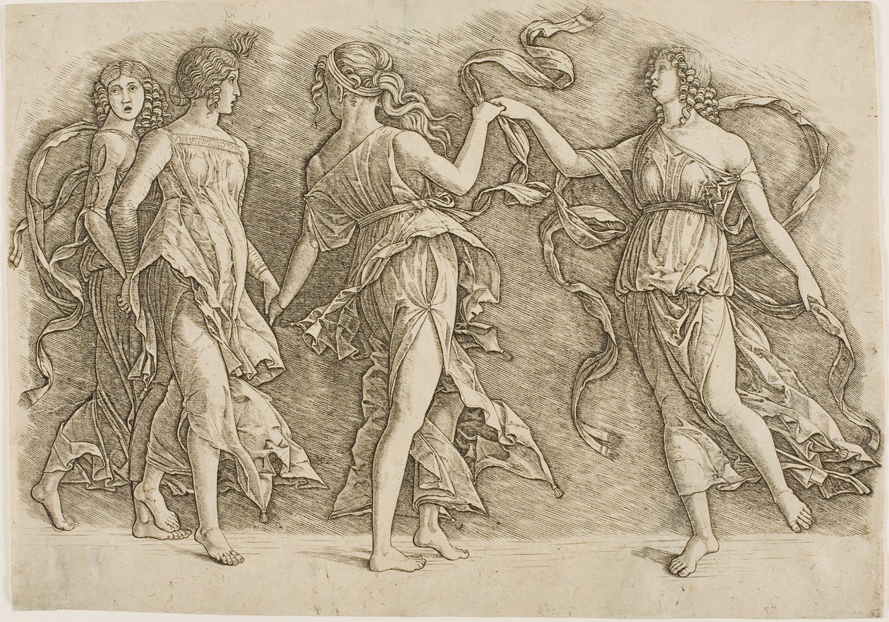Fire kvinner som danser av Andrea Mantegna