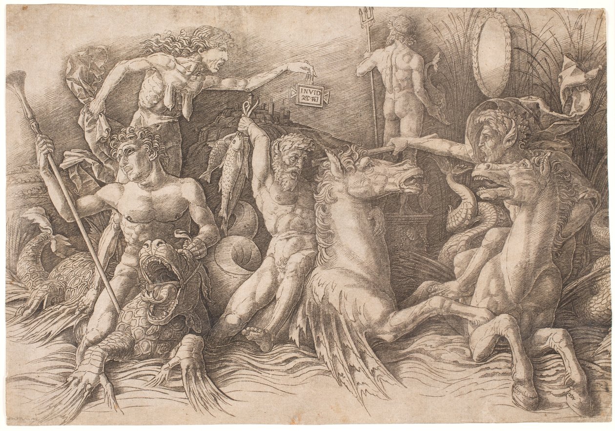 Battle of the Sea Gods, venstre halvdel av Andrea Mantegna