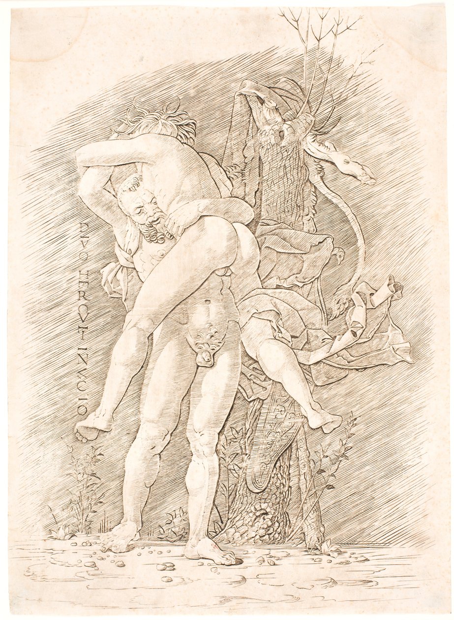 Hercules og Antaeus av Andrea Mantegna