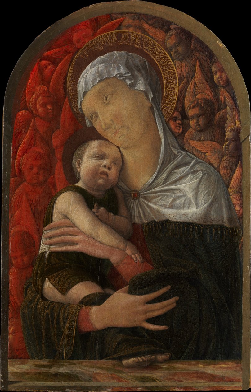 Madonna med barnet, serafer og kjeruber av Andrea Mantegna
