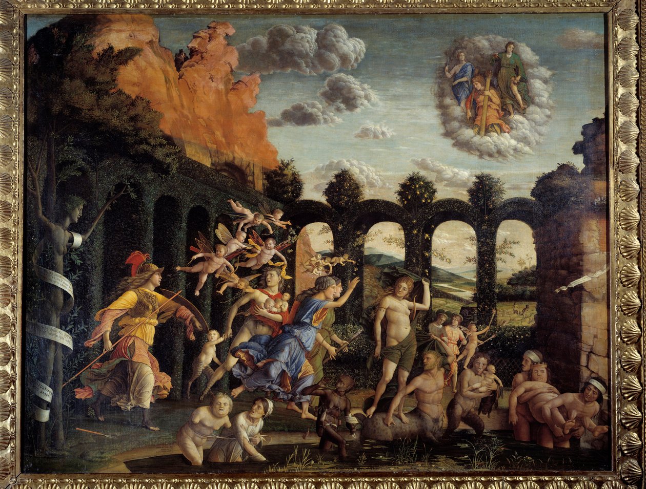 Minerve jager laster fra Vertu hagemaleri av Andrea Mantegna (1431-1506) 1400-tallets søn. 1,6x1,92 m av Andrea Mantegna