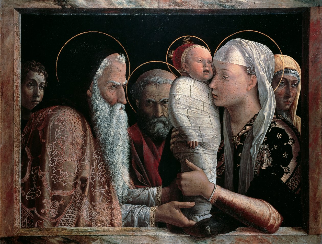 Presentasjon i tempel av Andrea Mantegna (1431-1506), tempera på lerret, 67x86 cm av Andrea Mantegna