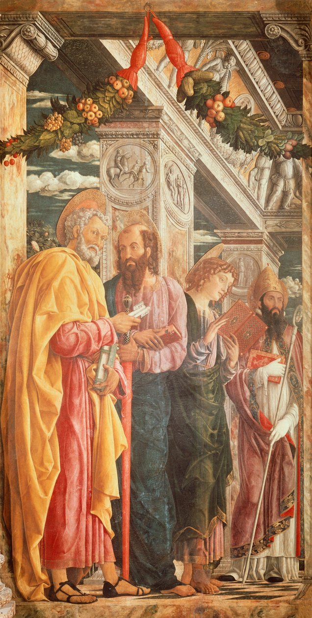 De hellige Peter og Paulus og to hellige, detalj fra San Zeno-altertavlen av Andrea Mantegna
