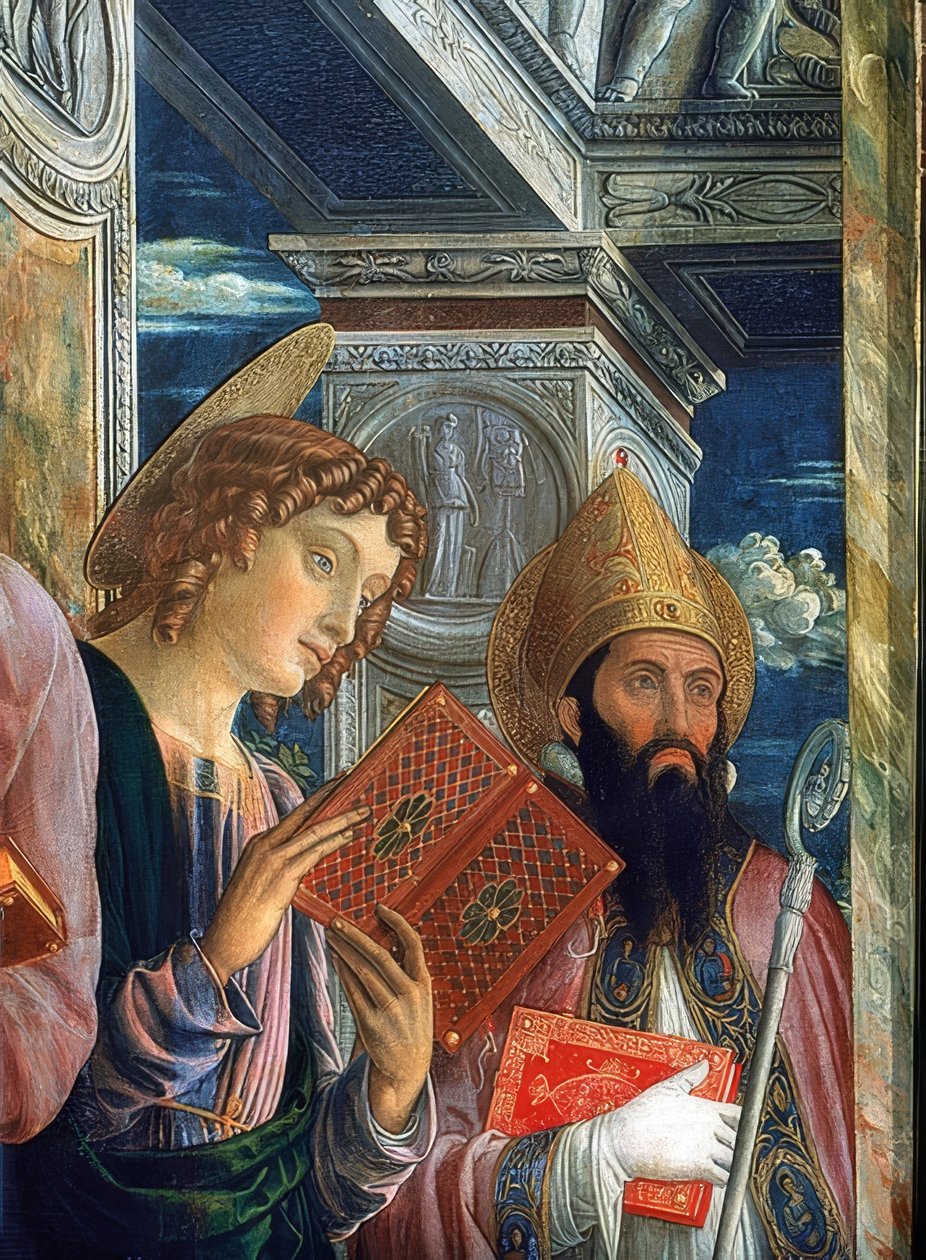 San Zeno-alteret. Detalj av venstre side. 1457-1460. På bildet er evangelisten Johannes og Zenon fra Verona av Andrea Mantegna