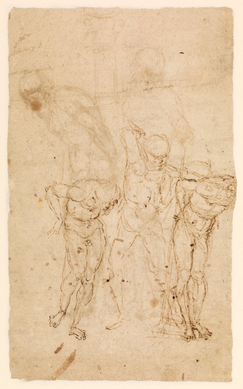 Studier for Kristus ved søylen (verso), ca. 1460-65 (penn og blekk på papir) [se også 5934515] av Andrea Mantegna