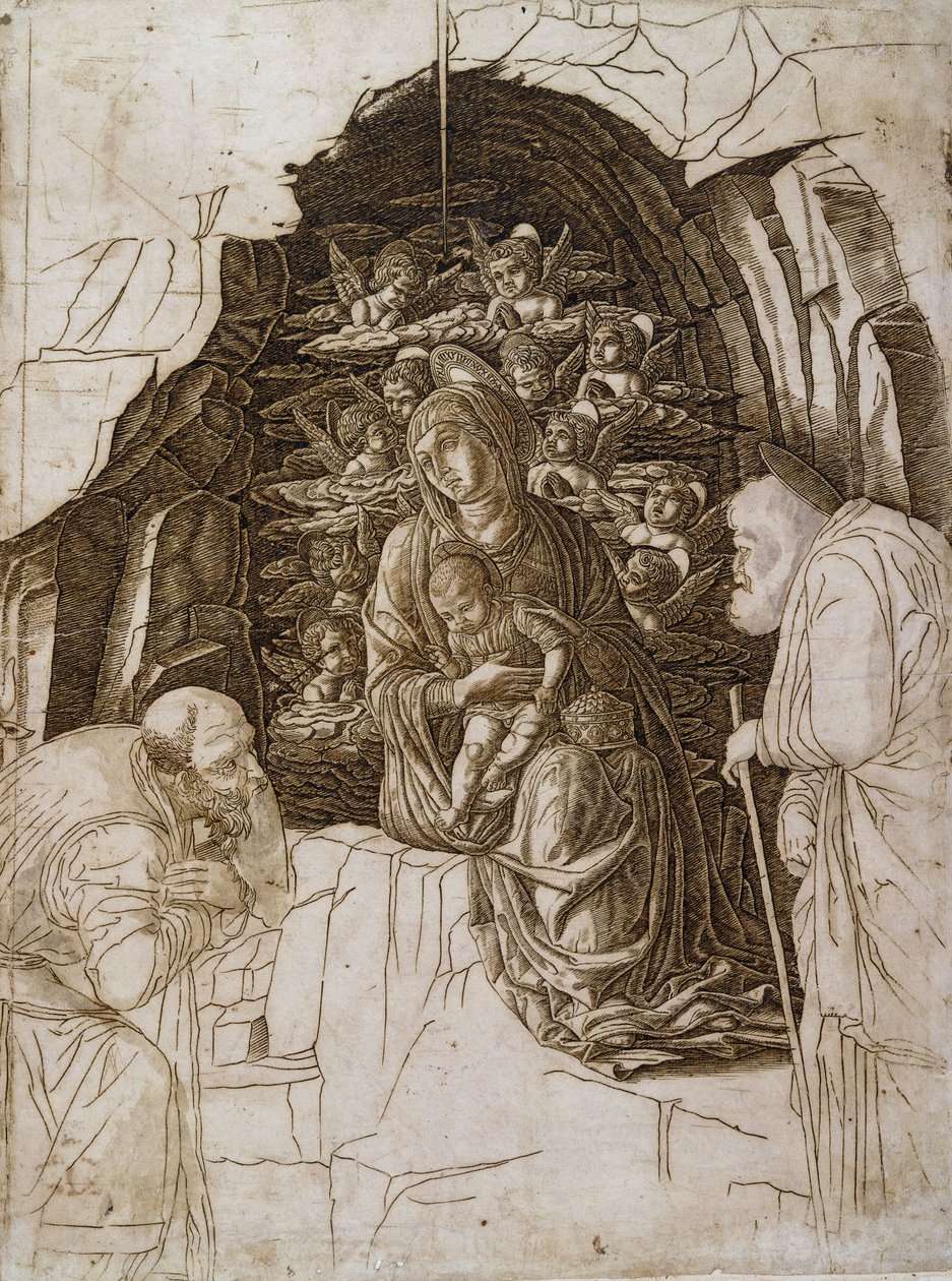 The Adoration of the Magi: The Virgin in the Grotte, ca. 1475-80 av Andrea Mantegna