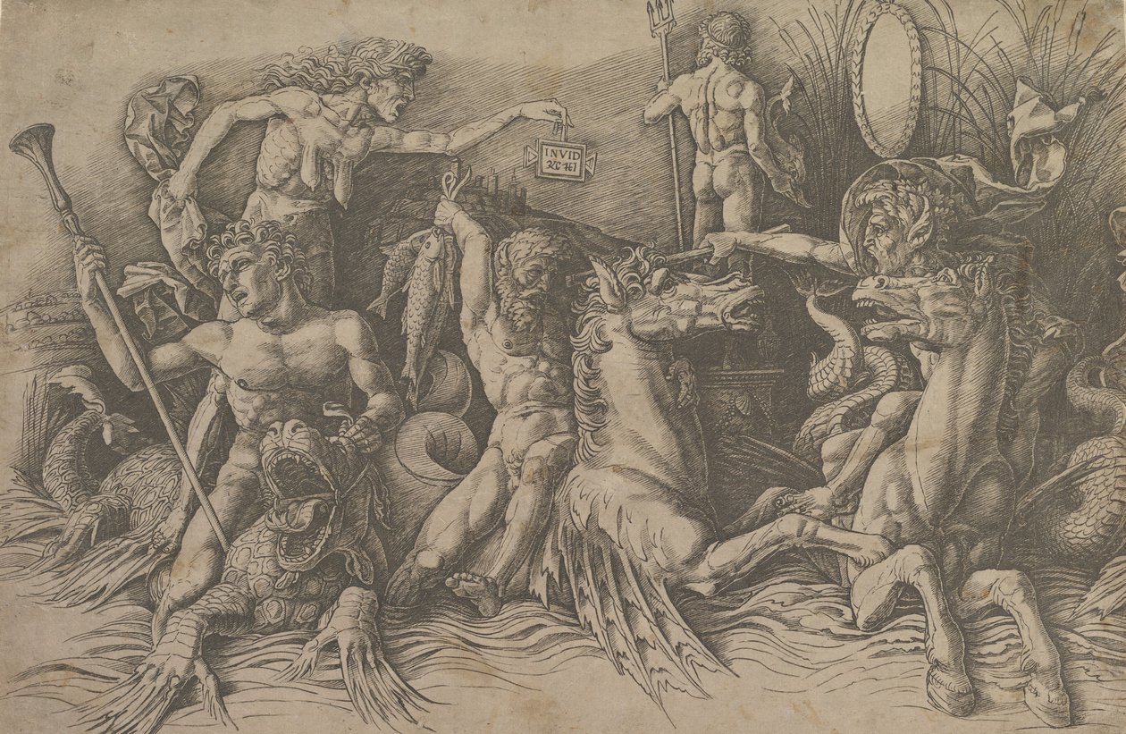 The Battle of the Sea Gods Venstre del av en frise, ca. 1485-88. av Andrea Mantegna