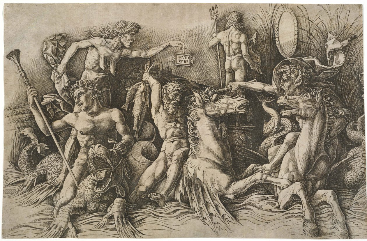 Slaget om havgudene, ca 1475 av Andrea Mantegna