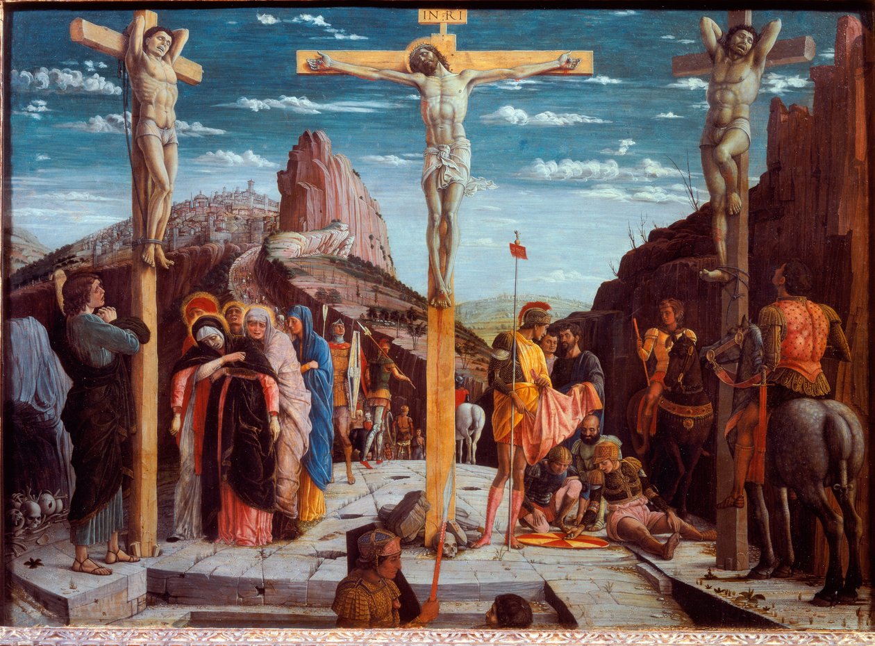 Korsfestelsen, kalt Golgata (Olje på tre av Andrea Mantegna