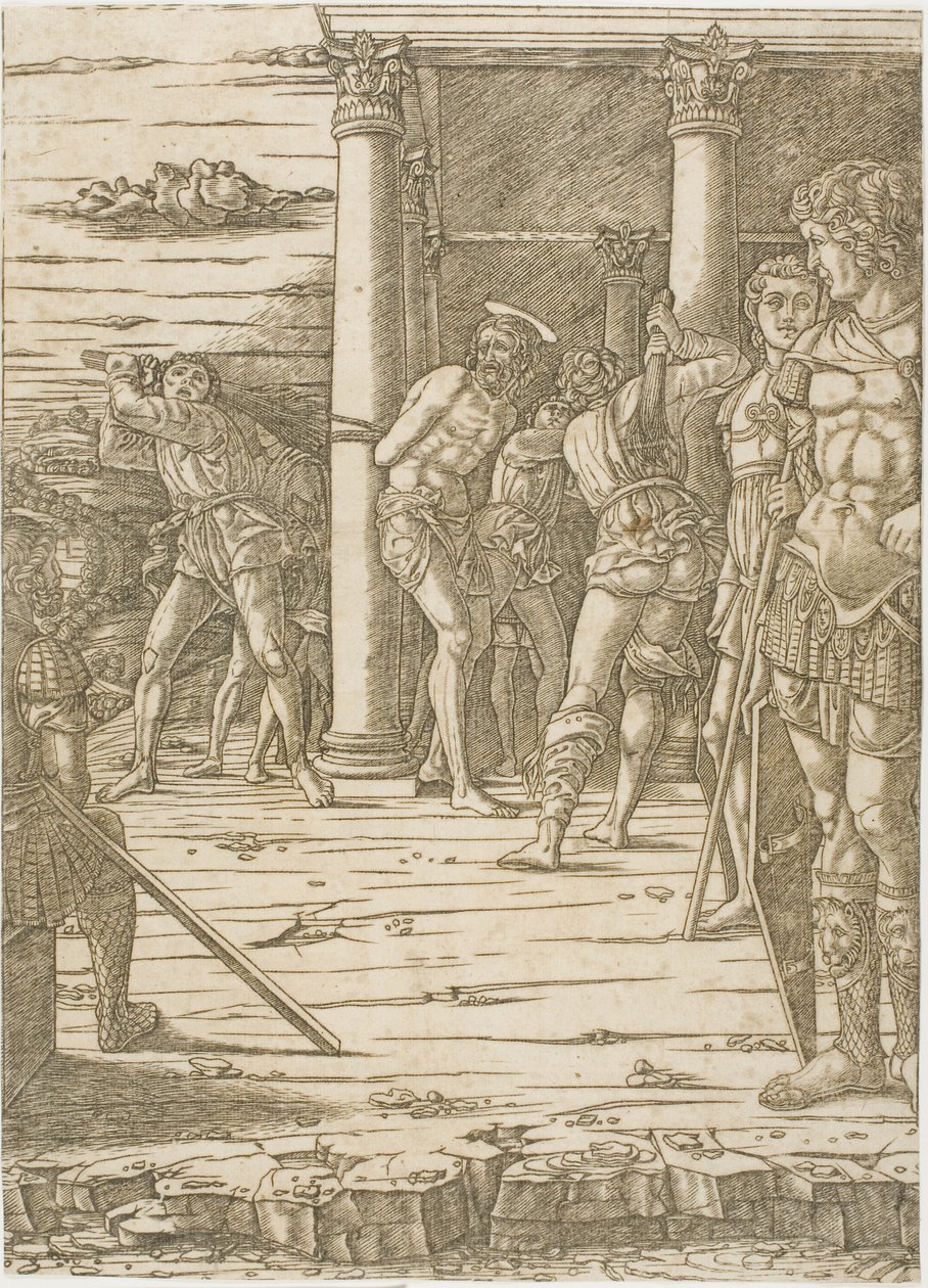 Kristi flagellasjon, med landskapsbakgrunnen av Andrea Mantegna