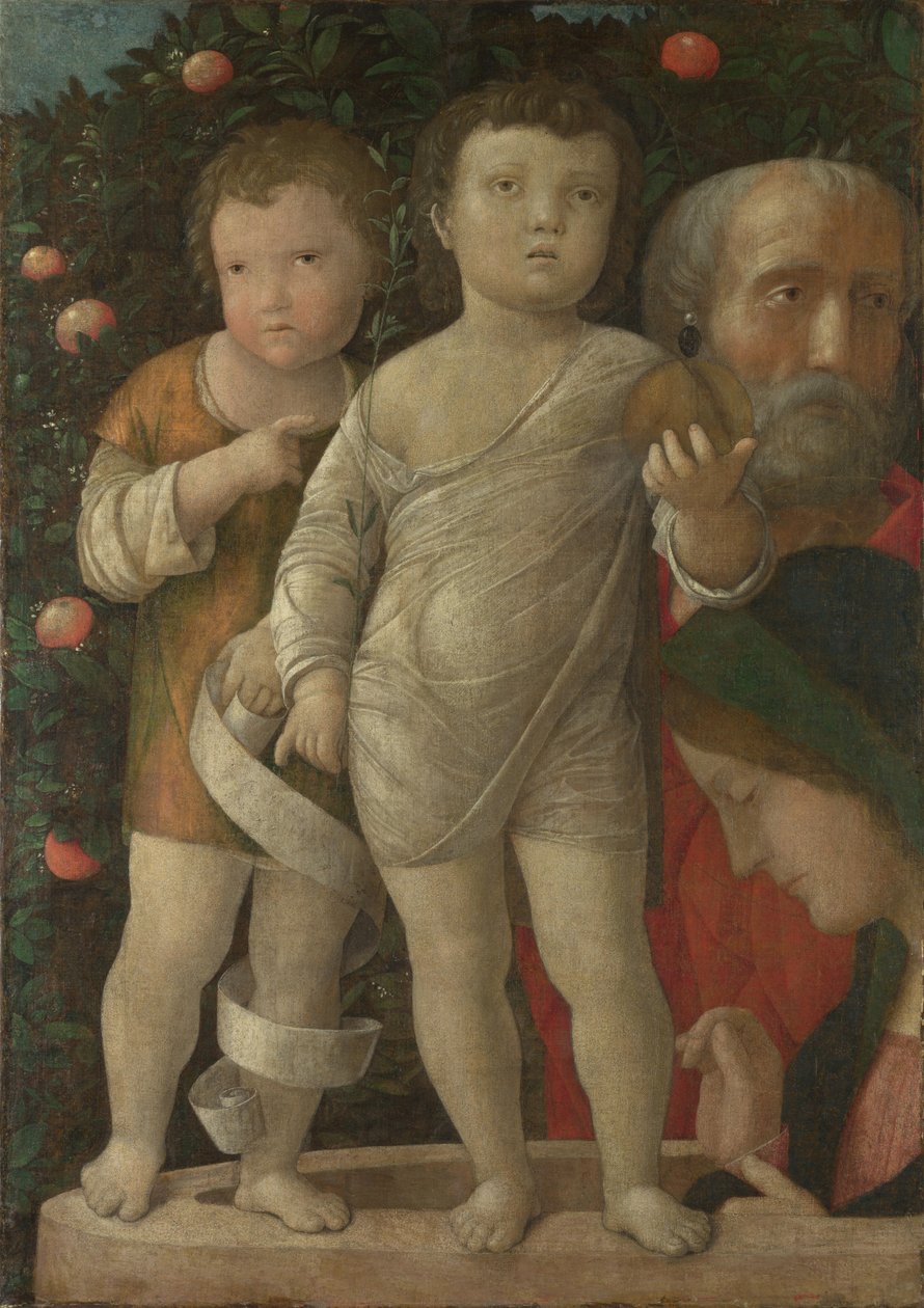 Den hellige familie med Saint John, ca. 1500 av Andrea Mantegna
