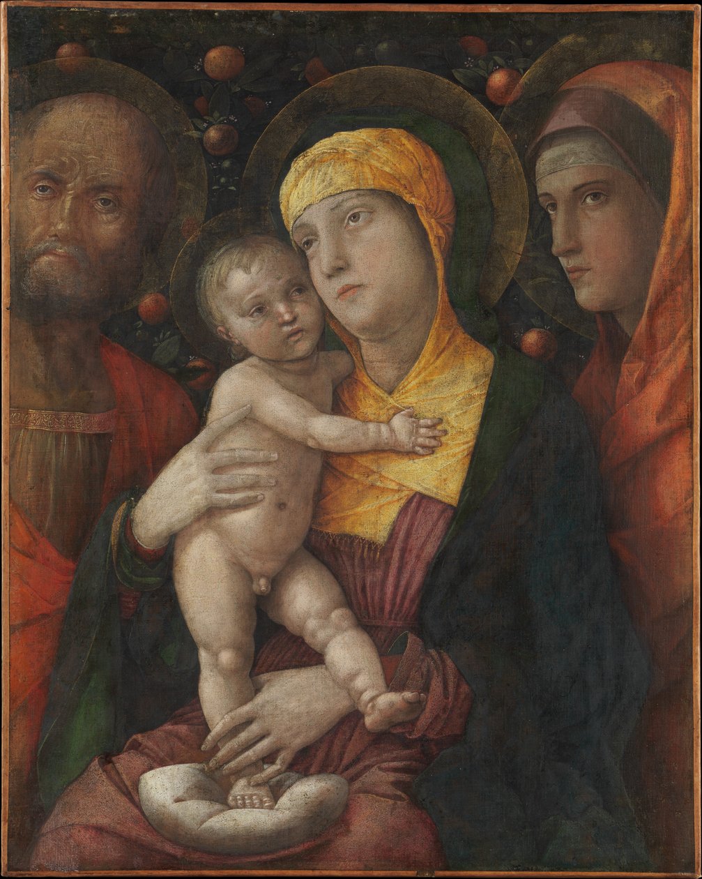 Den hellige familie med den hellige Maria Magdalena av Andrea Mantegna