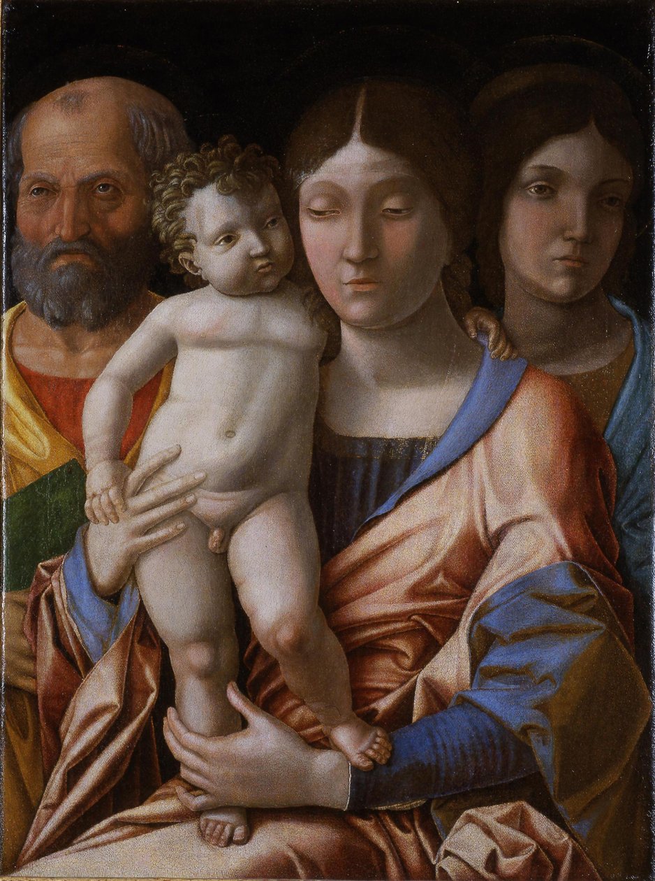 Den hellige familie med en helgen, 1495. av Andrea Mantegna