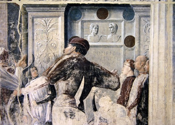 The Martyrdom of St. Christopher, detalj av tilskuerne, ca. 1450-56 av Andrea Mantegna