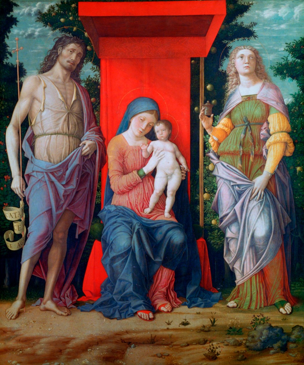 Jomfruen og barnet med de hellige, c1490-1505 av Andrea Mantegna