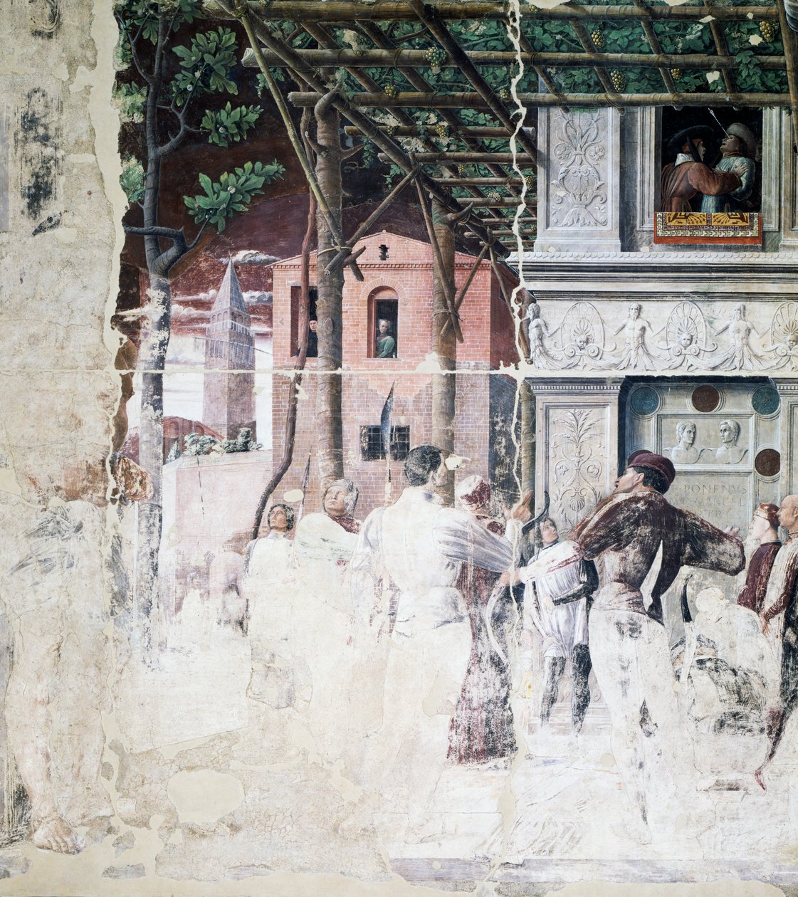Fordømmelsen av Saint Christopher, detalj fra Martyrdom of Saint Christopher av Andrea Mantegna