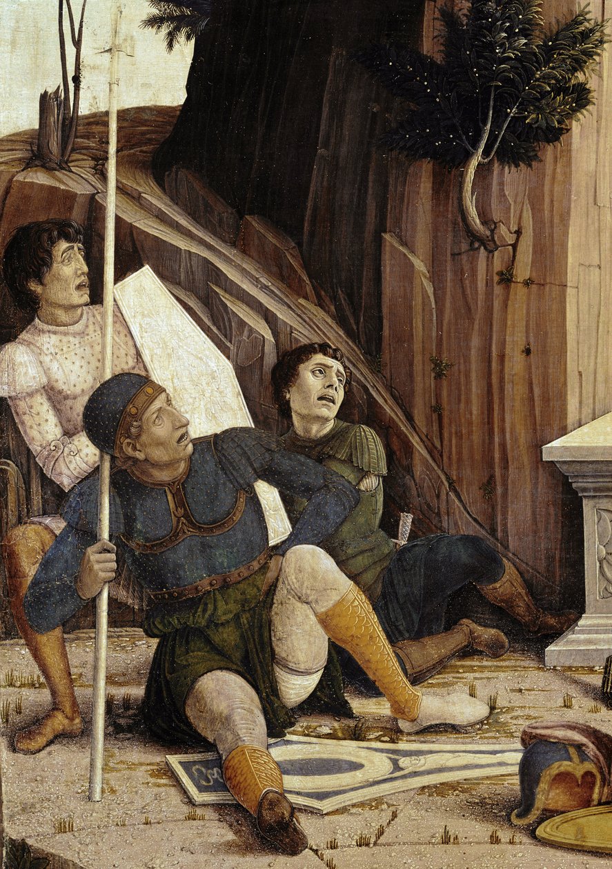 Oppstandelsen, detalj av predellen til altertavlen til San Zeno (tempera på panel av Andrea Mantegna