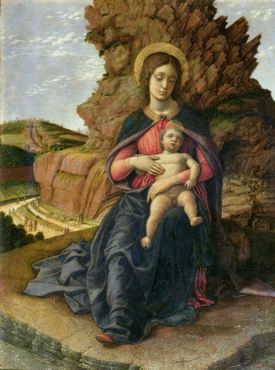 Virgin and Child, også kjent som Madonna of the Quarry, ca. 1480-tallet (tempera på panel) av Andrea Mantegna