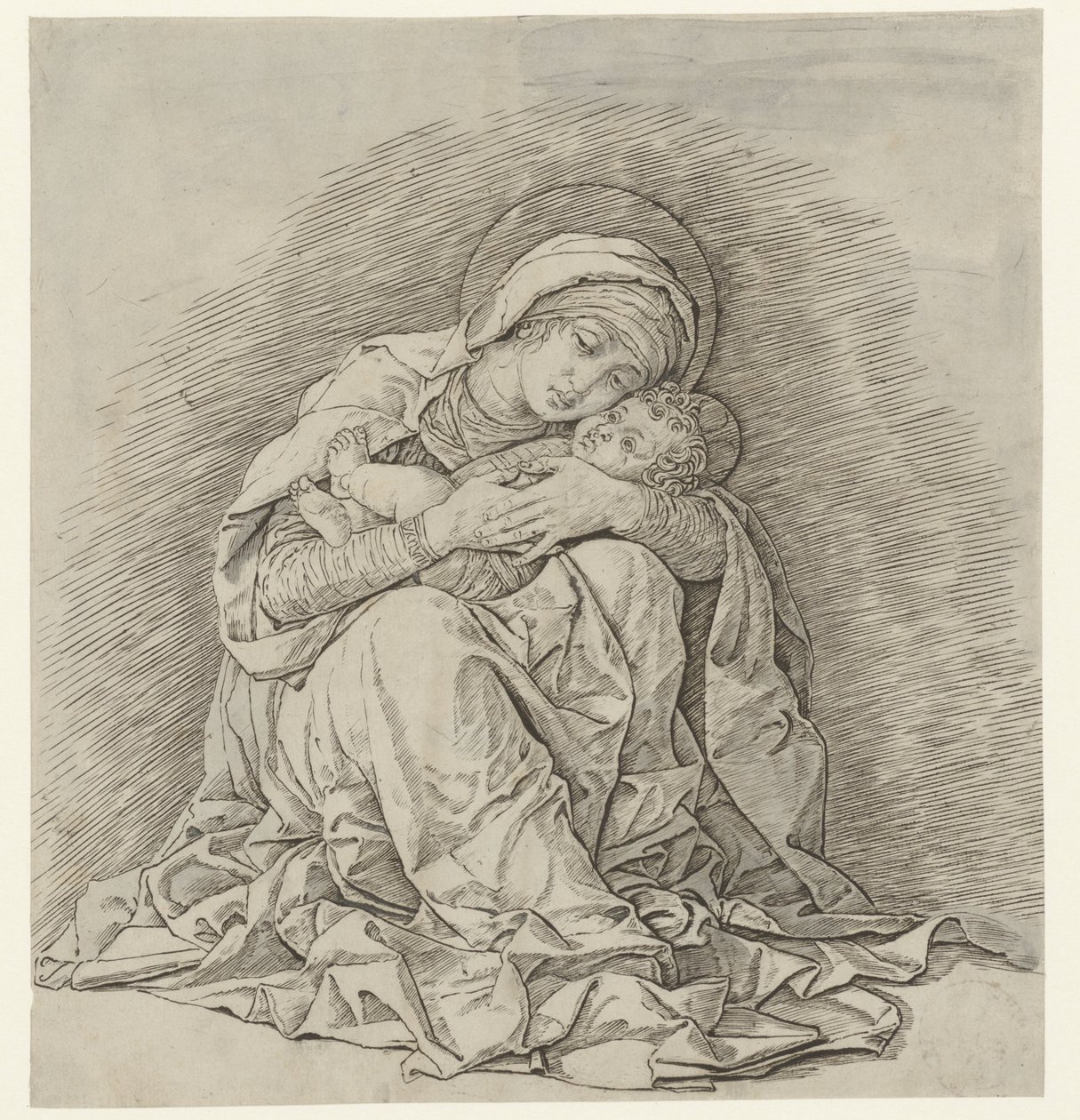 Sittende Mary med barn av Andrea Mantegna
