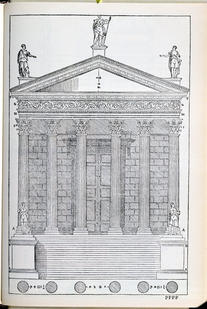 Forhøyning av Temple of Nimes, illustrasjon fra en faksimilekopi av 