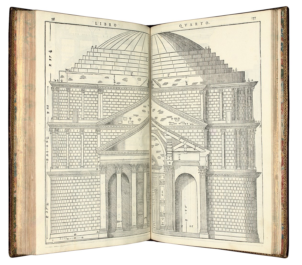 To utsikter over Pantheon, 1570 av Andrea Palladio