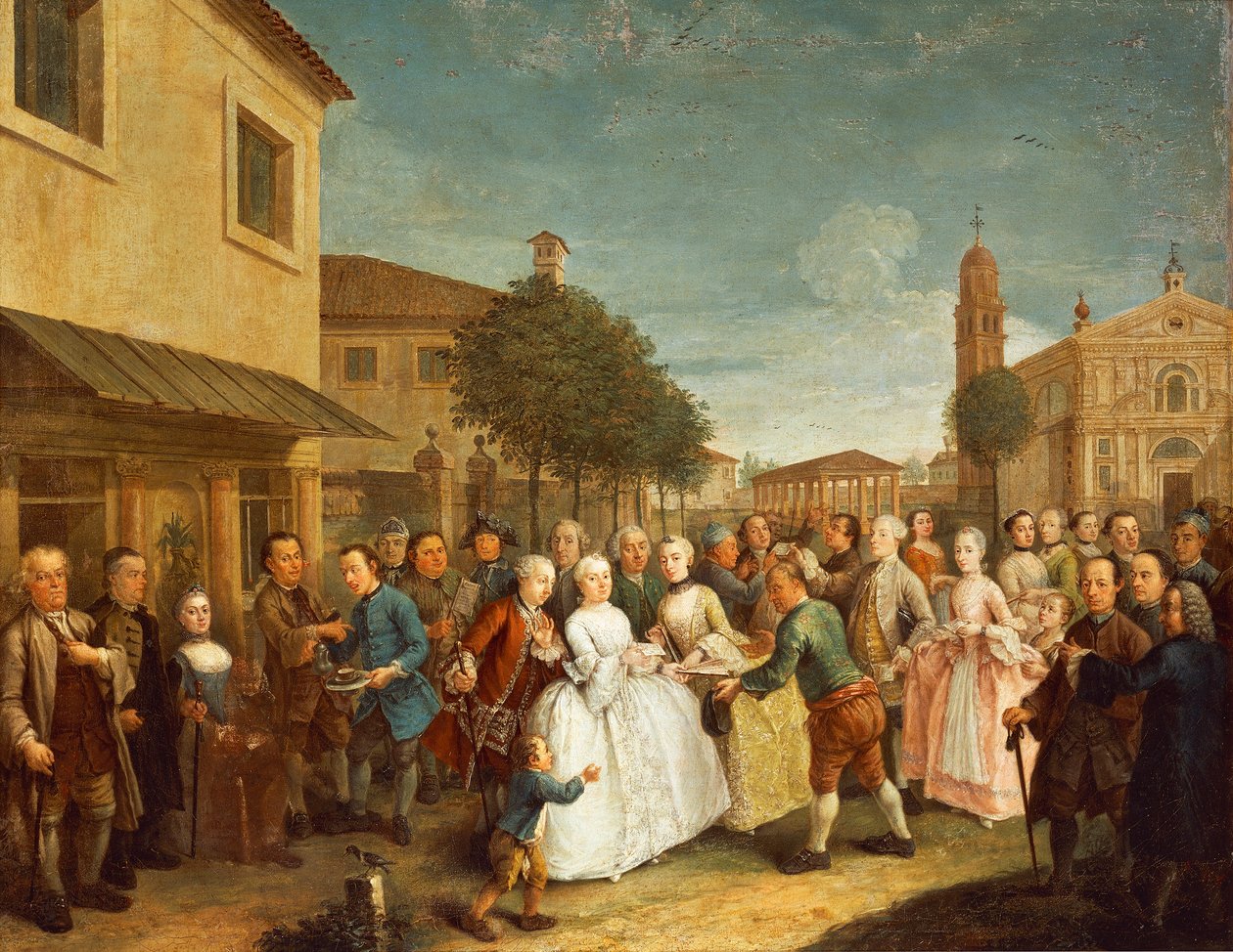 A Party at Villa Widmann, ca. 1750 (olje på lerret) av Andrea Pasto
