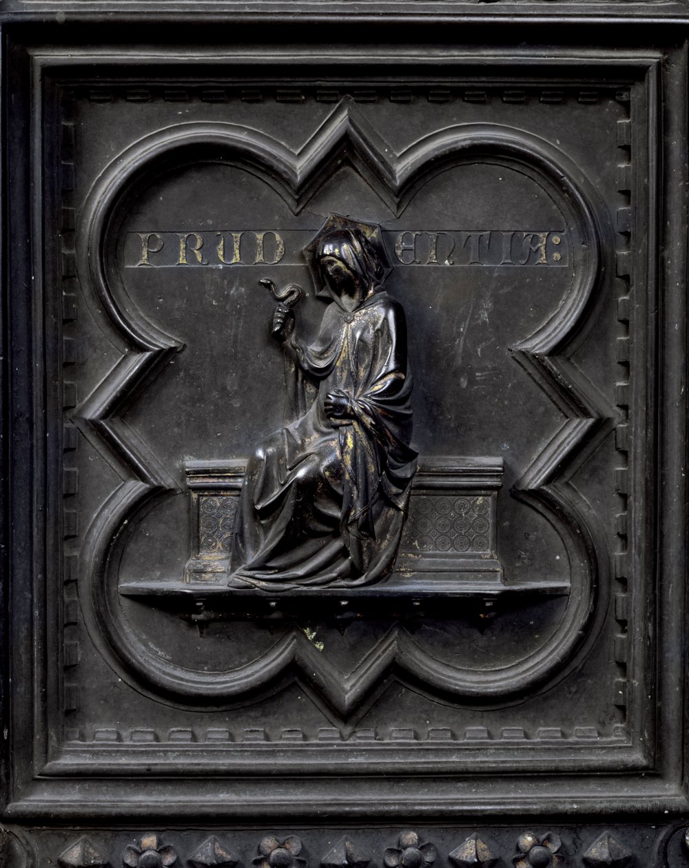 Prudence, panel H av sørdørene til dåpskapellet i San Giovanni, 1336 (bronse) av Andrea Pisano