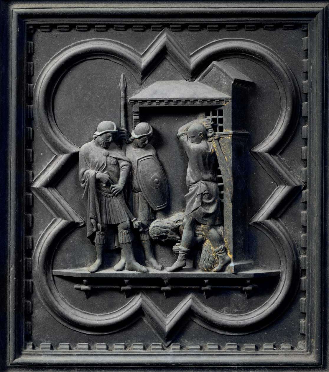 The Capitation of St John the Baptist, sekstende panel av sørdørene til dåpskapellet i San Giovanni, 1336 (bronse) av Andrea Pisano