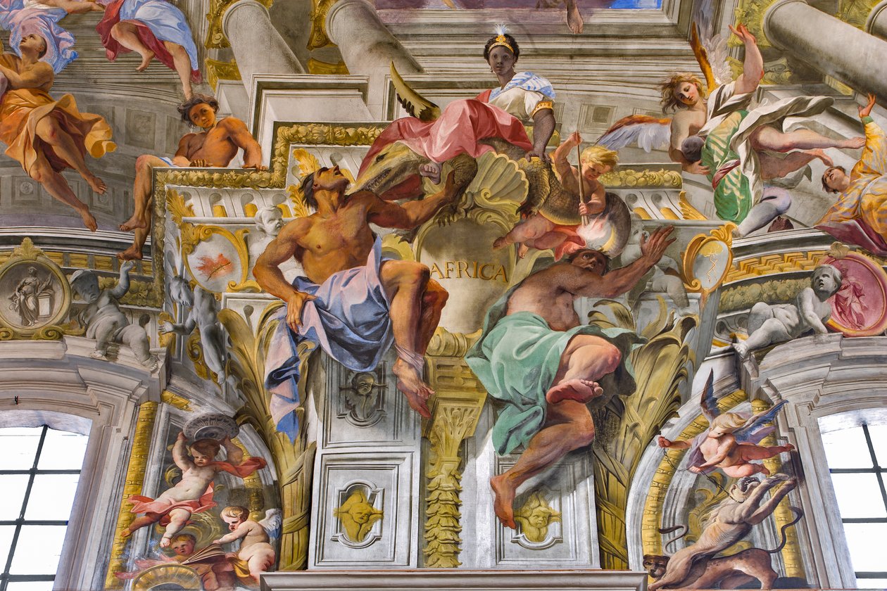 Afrika, detalj av allegoriene til kontinentene av Andrea Pozzo