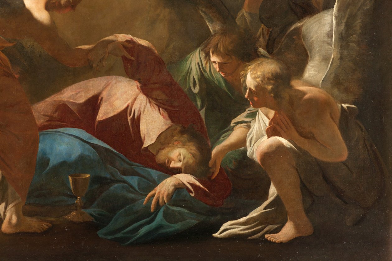 Milano, San Francesco da Paola-kirken, Andrea Pozzo, Englene støtter Jesus i Getsemane-hagen av Andrea Pozzo