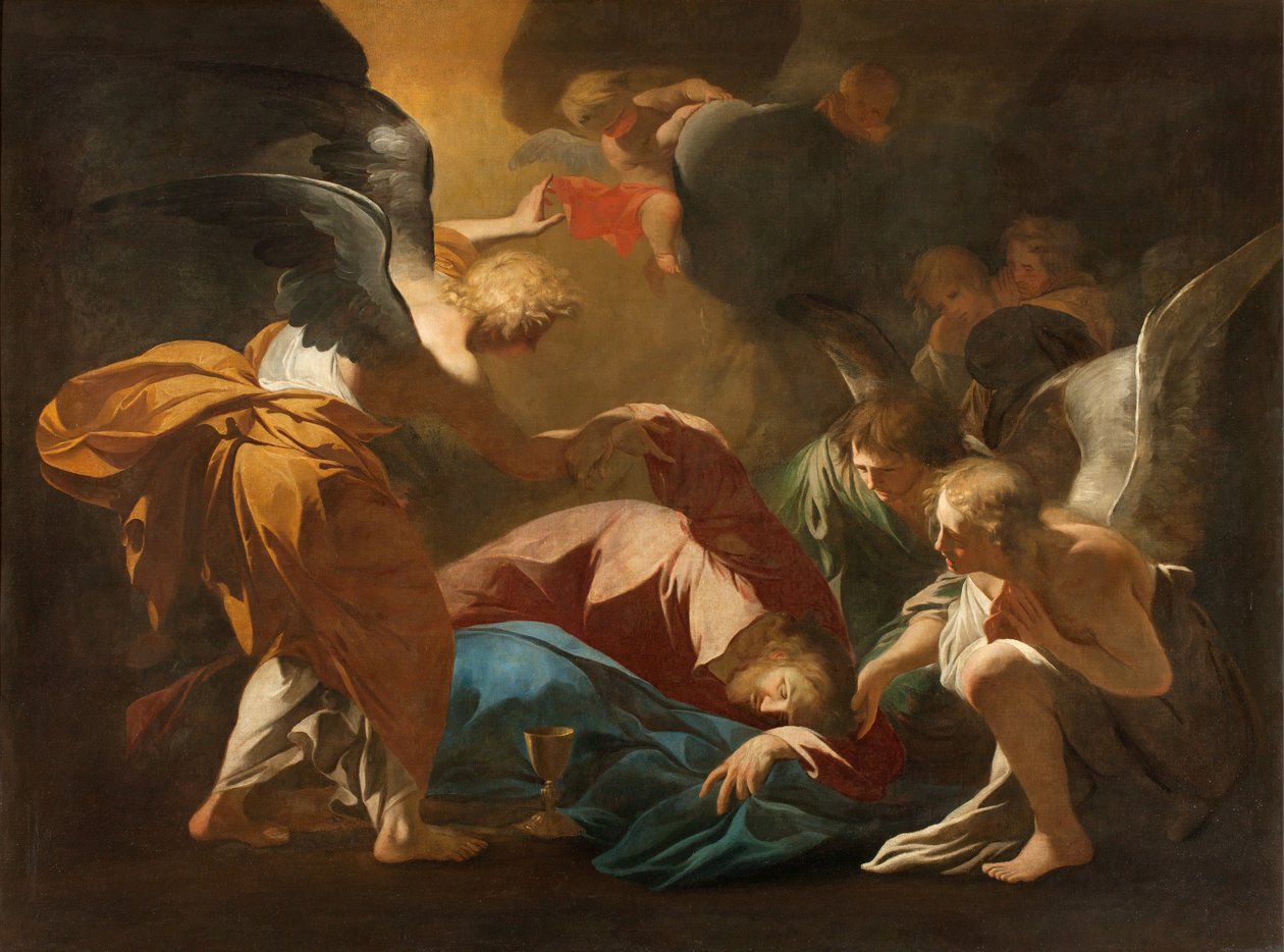 Milano, San Francesco da Paola-kirken, Andrea Pozzo, Englene støtter Jesus i Getsemane-hagen av Andrea Pozzo