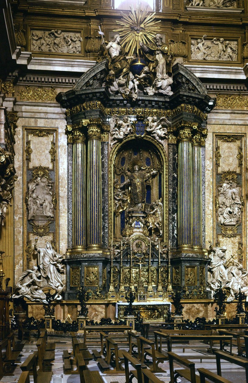 Statue av St. Ignatius av Loyola (alteret) i Jesu kirke i Roma. av Andrea Pozzo