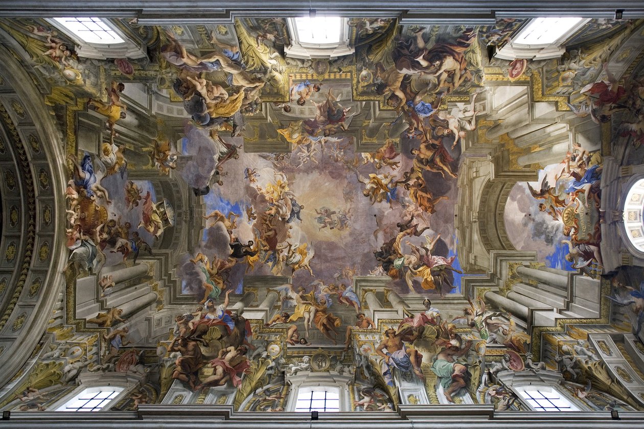 Hvelv av kirken St. Ignatius av Loyola i Roma, freskomaleri i trompe l
