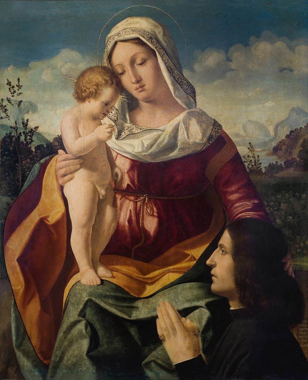 Jomfru og barn med en giver, 1504 av Andrea Previtali