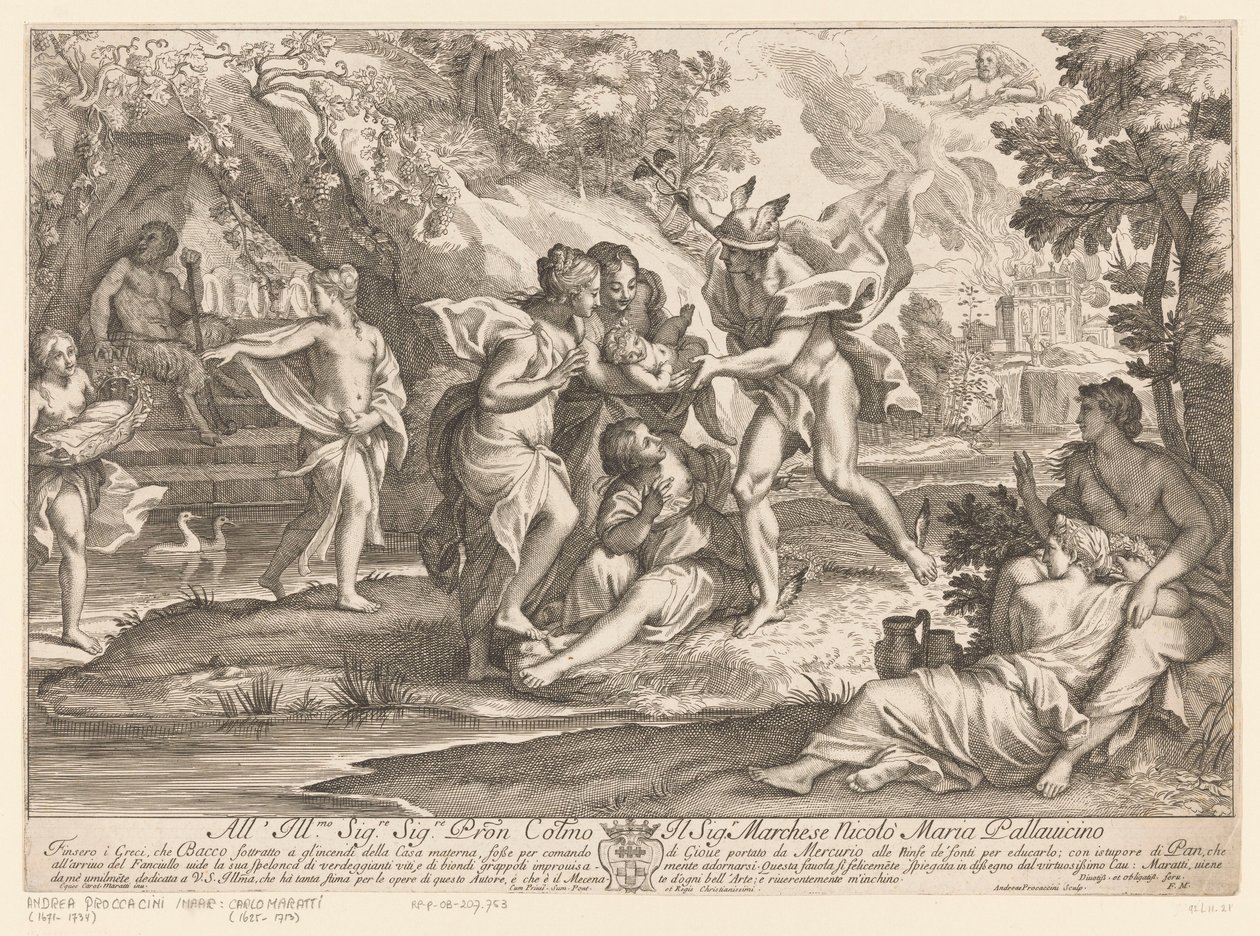 Merkur gir Bacchus til nymfene i Nysa av Andrea Procaccini