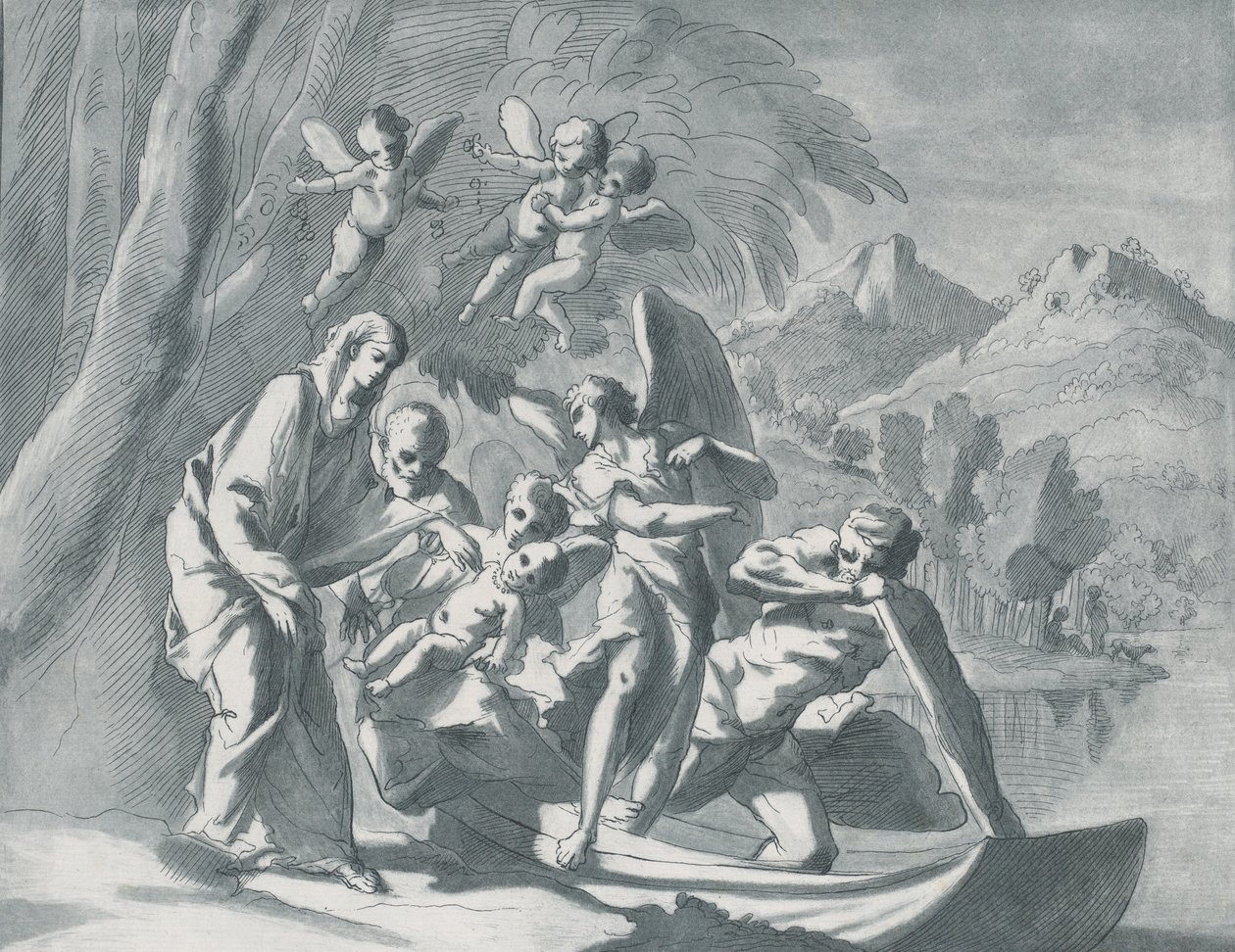 Resten på flukten til Egypt, 1740-71. av Andrea Scacciati